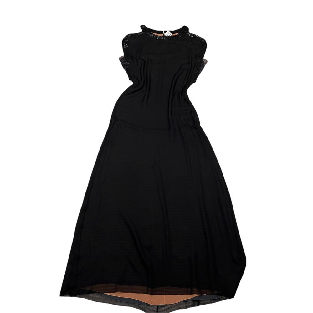 NWT Nina Ricci Black Silk Georgette Beaded Cold Shoulder Maxi Gown Dress FR 44 U - Picture 13 of 16